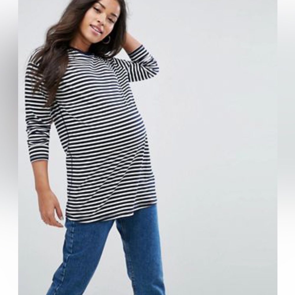 ASOS Navy & White Striped Long Sleeve Top 12